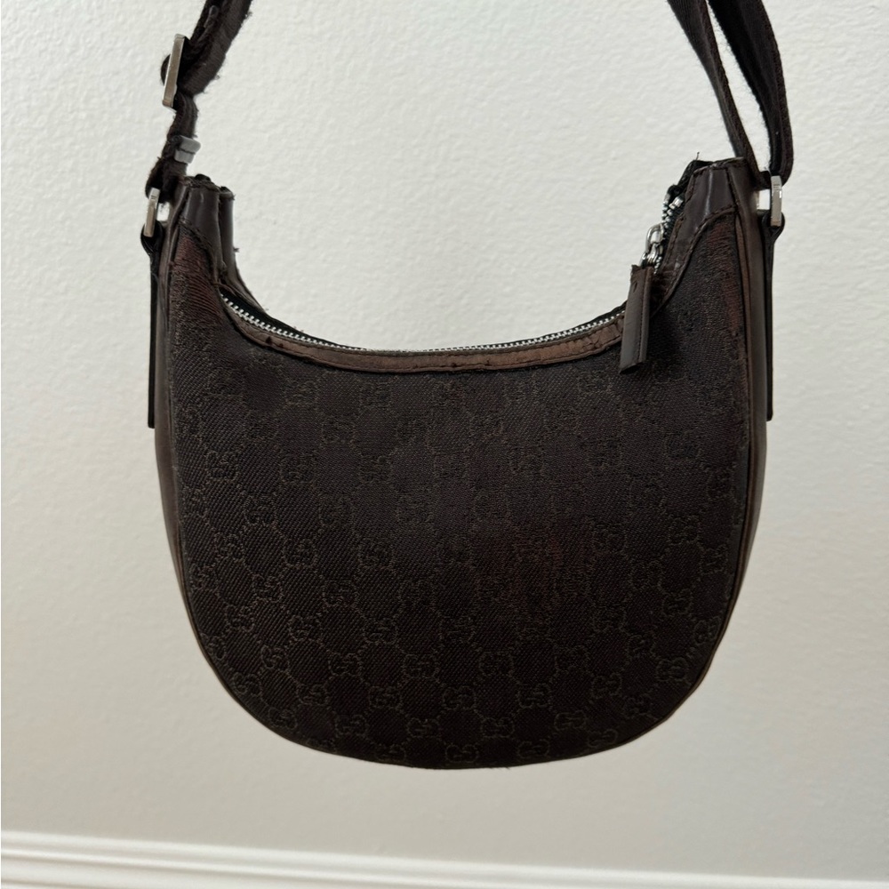 Vintage Gucci half moon brown crossbody and shoulder purse